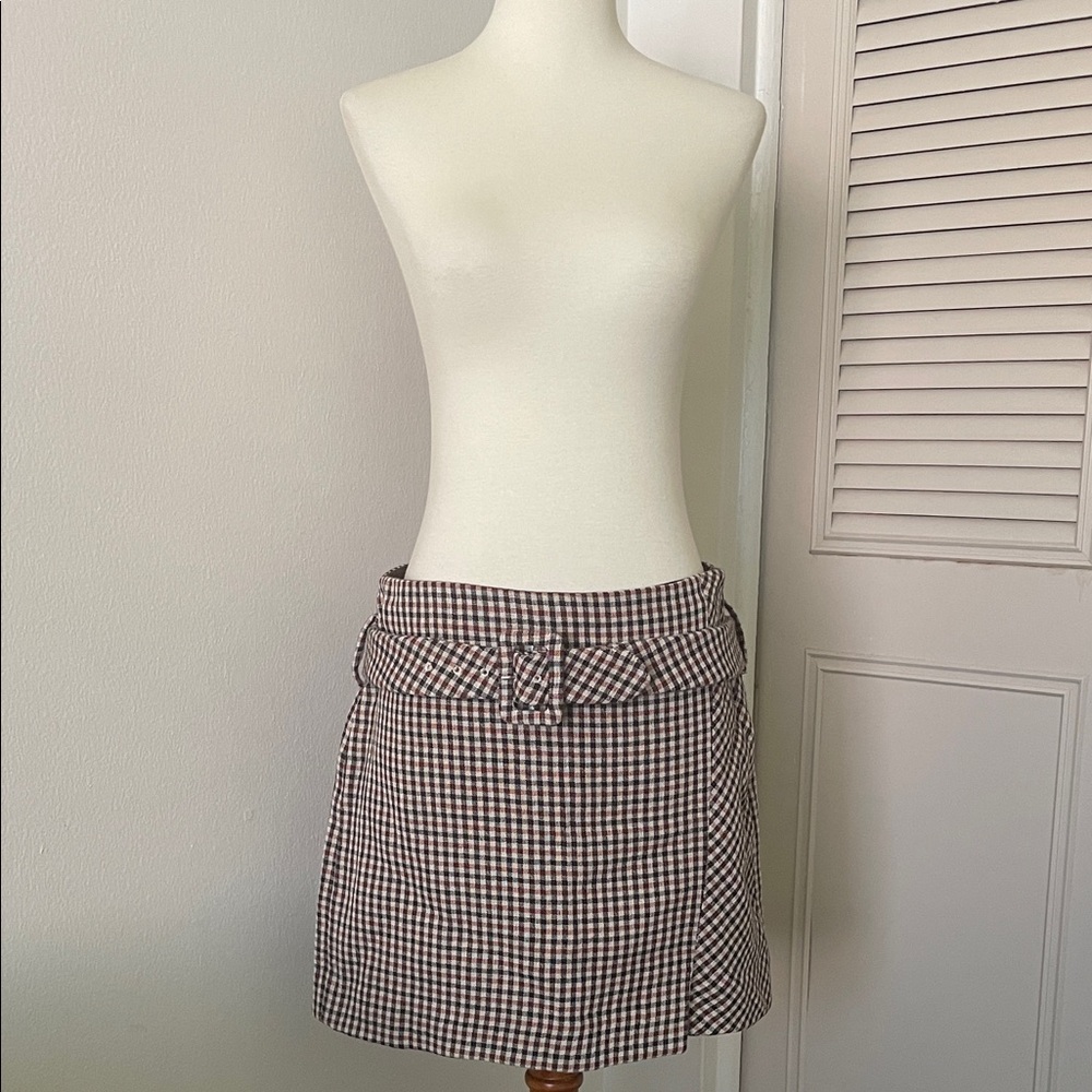 New MANGO Stylish Checkered Mini Skirt M